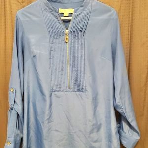 Michael Kors Zip Front Tuxedo Shirt.  Light blue color.  Medium size.